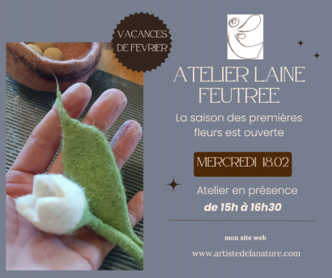 Atelier laine feutrée – création d'une fleur Perce-neige à Bédée