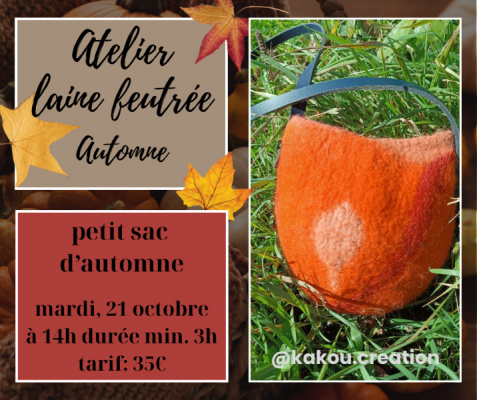 Petit sac aux couleurs d’automne - Atelier de laine feutrée à Bédée