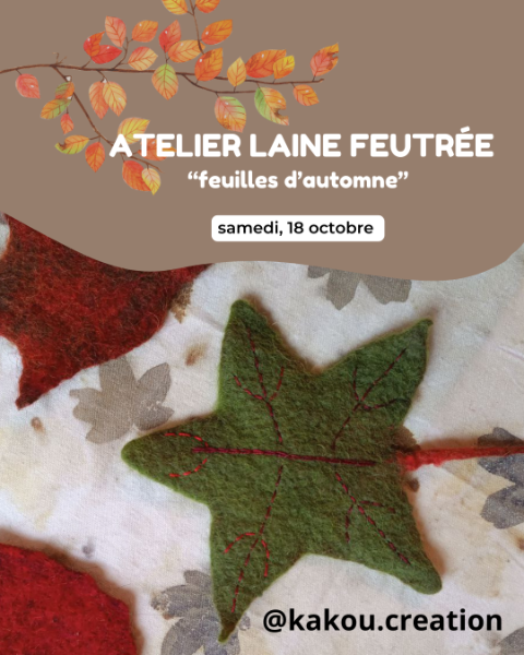 Atelier de laine feutrée à Bédée – Créez vos feuilles d’automne colorées