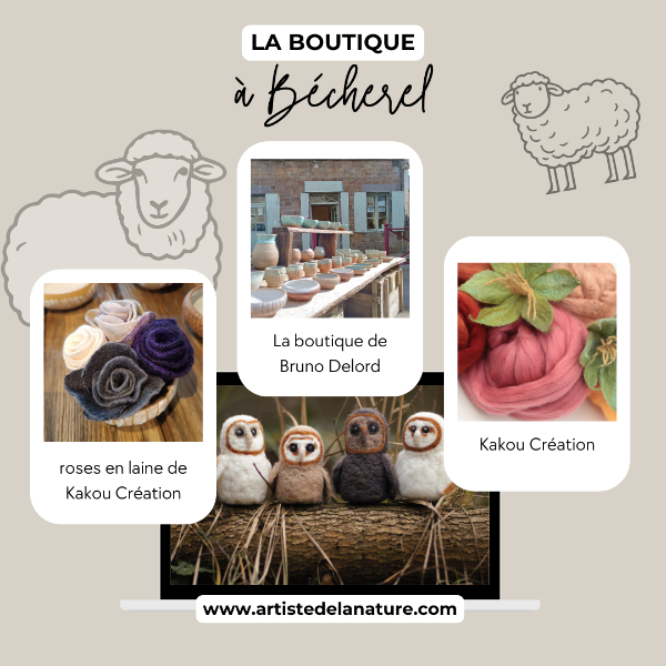 Kakou Création à la boutique de Bécherel – démonstration de feutrage à Pâques